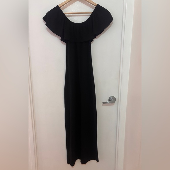 Guess Black Off the Shoulder Maxi Dress with Side Slit - Picture 7 of 7